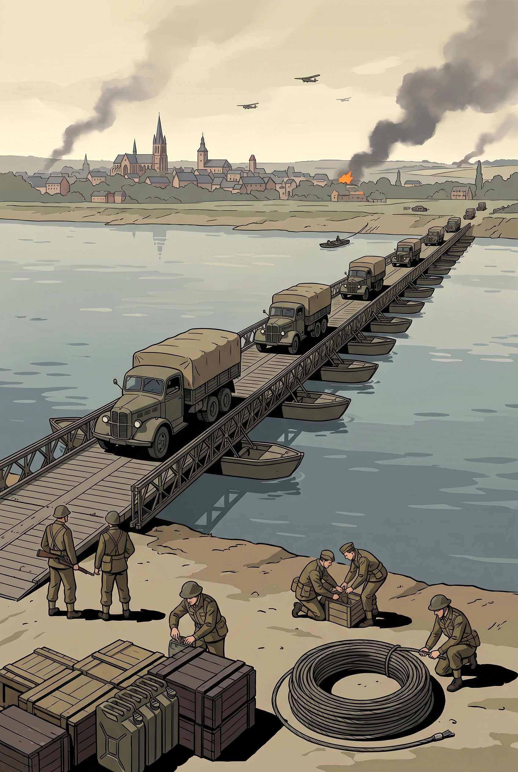 Illustrated campaign artwork for the advance into Germany
