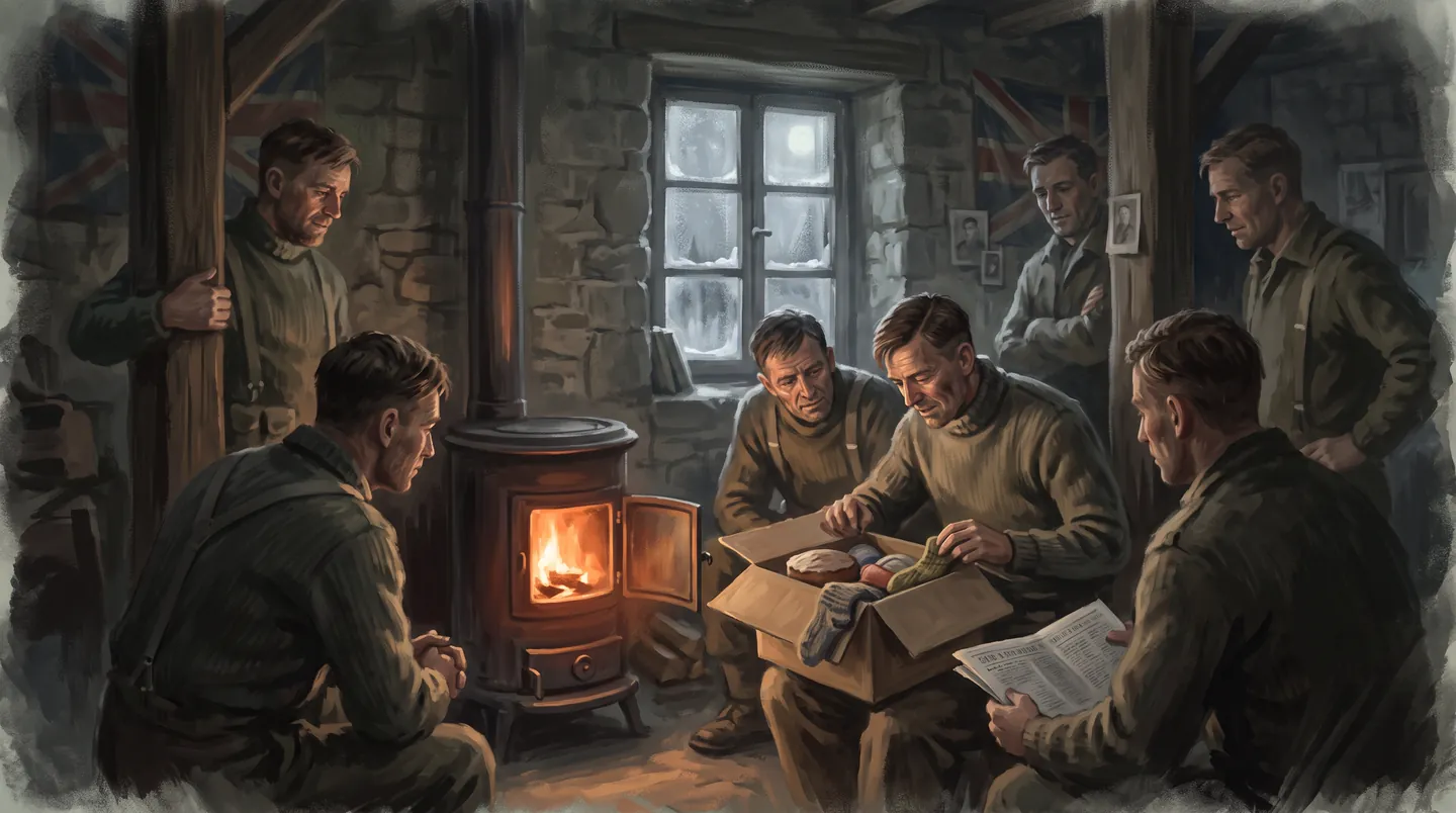 Campaign diary illustration of British troops in France during winter