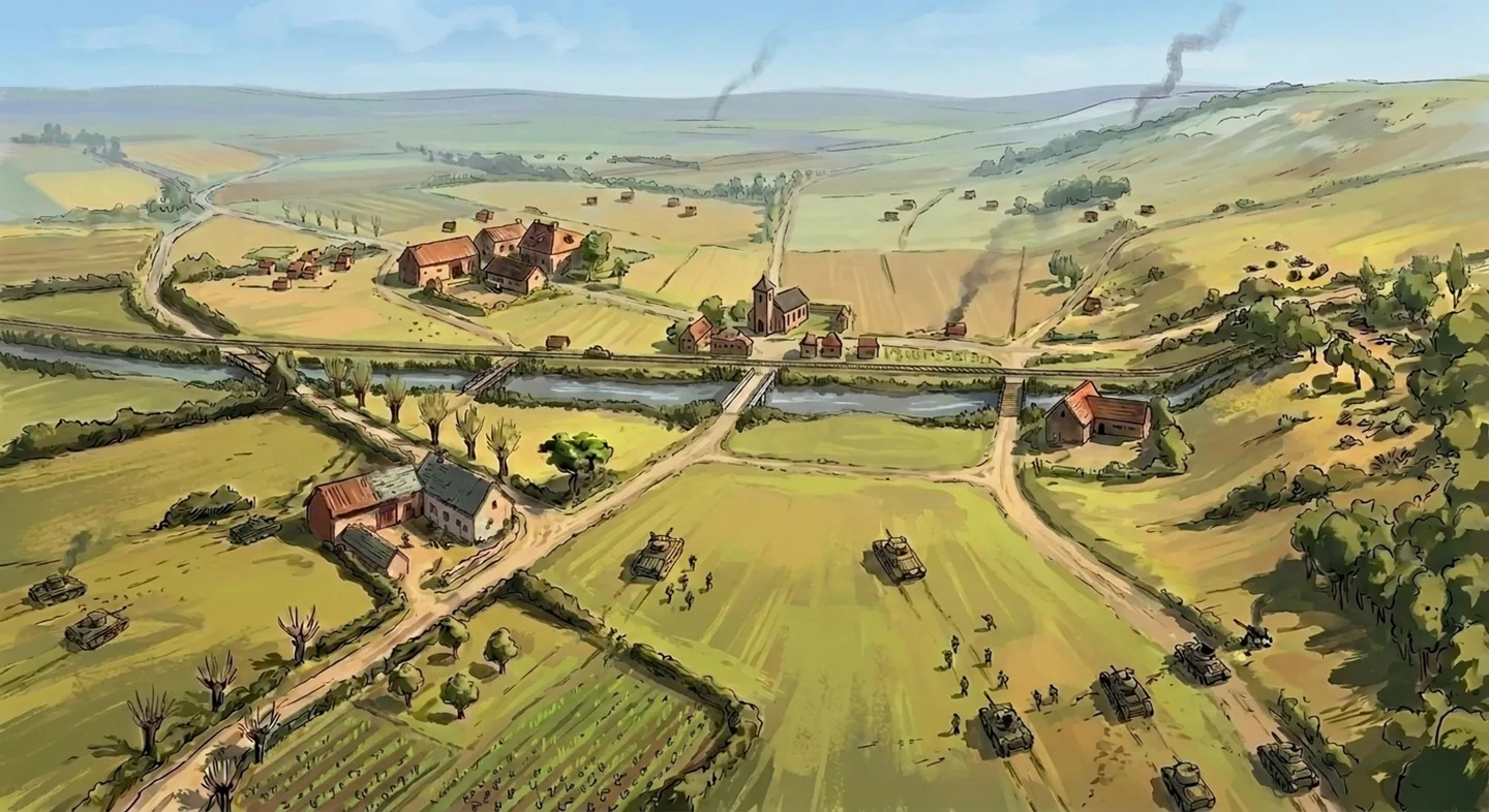 Operational map artwork showing Arras and the surrounding roads